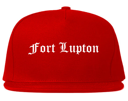 Fort Lupton Colorado CO Old English Mens Snapback Hat Red