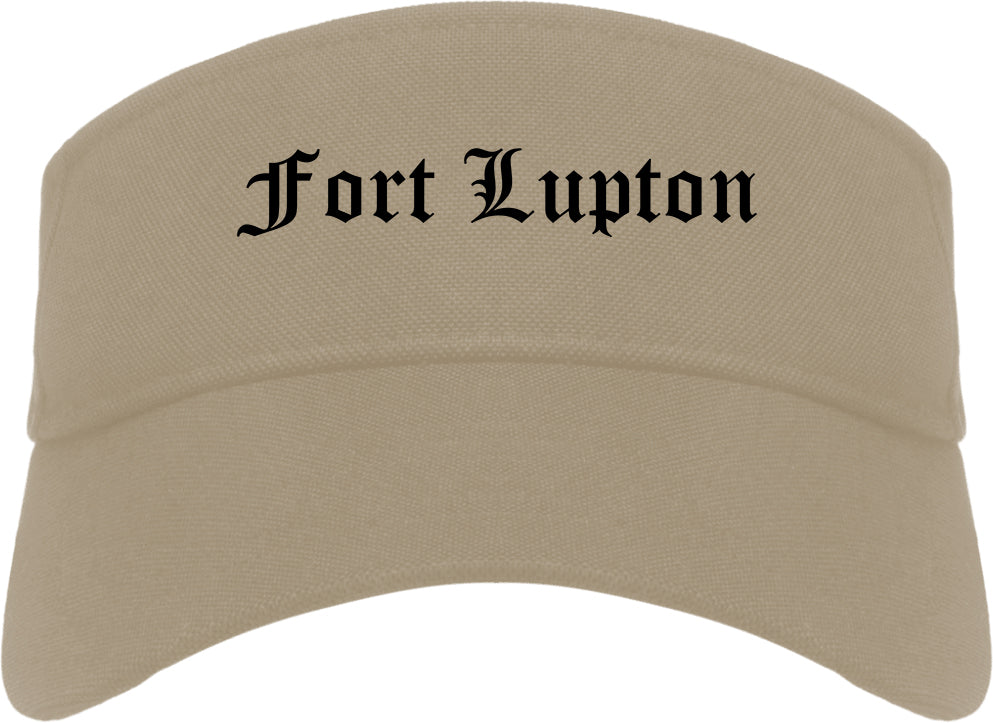 Fort Lupton Colorado CO Old English Mens Visor Cap Hat Khaki