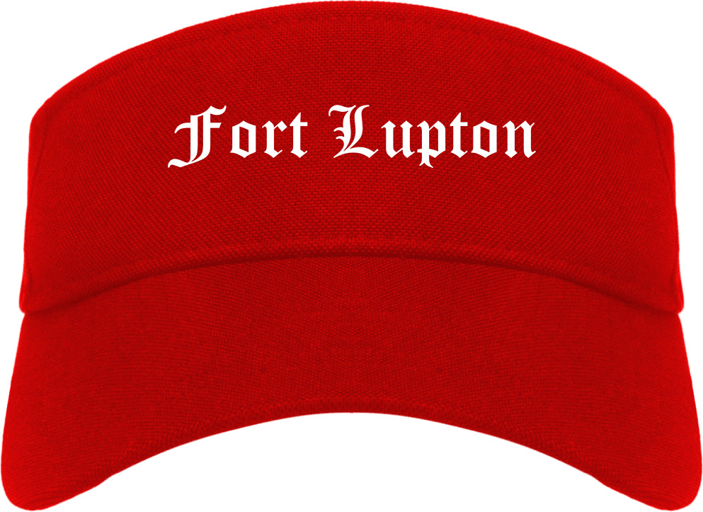 Fort Lupton Colorado CO Old English Mens Visor Cap Hat Red