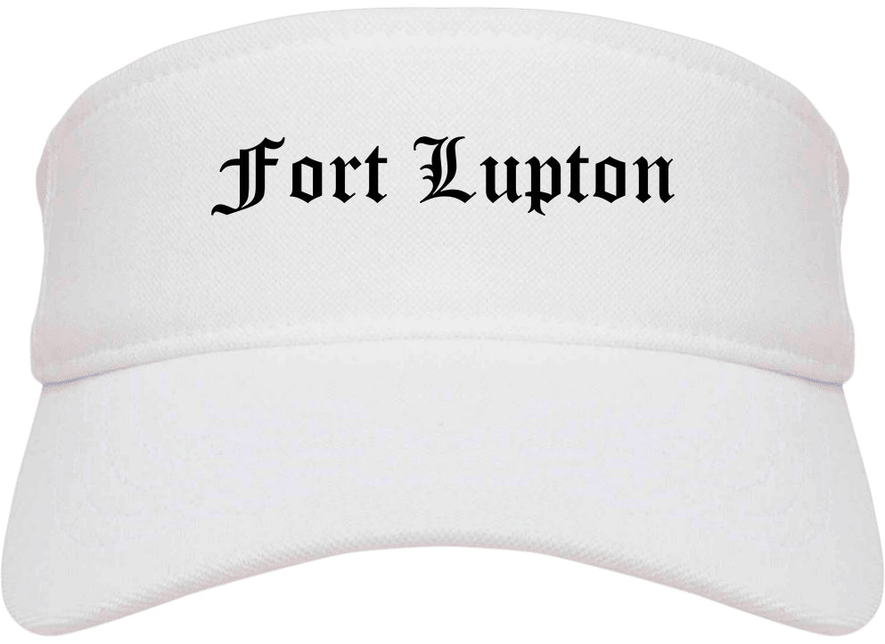 Fort Lupton Colorado CO Old English Mens Visor Cap Hat White