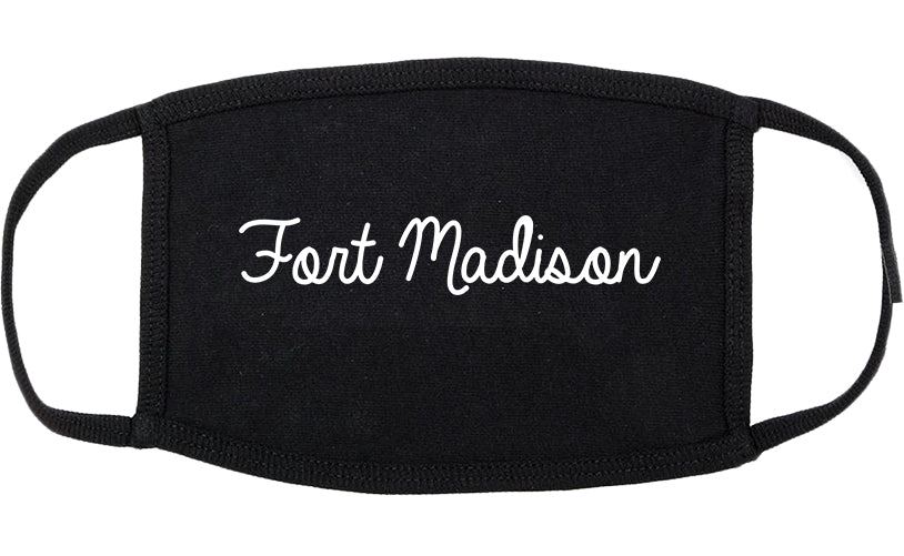 Fort Madison Iowa IA Script Cotton Face Mask Black
