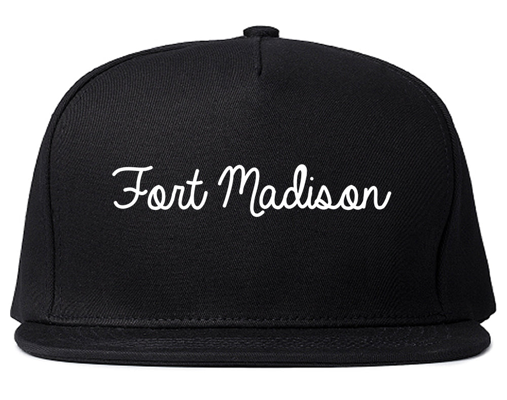 Fort Madison Iowa IA Script Mens Snapback Hat Black