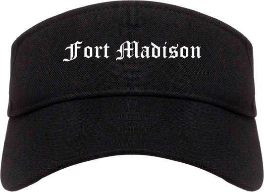 Fort Madison Iowa IA Old English Mens Visor Cap Hat Black