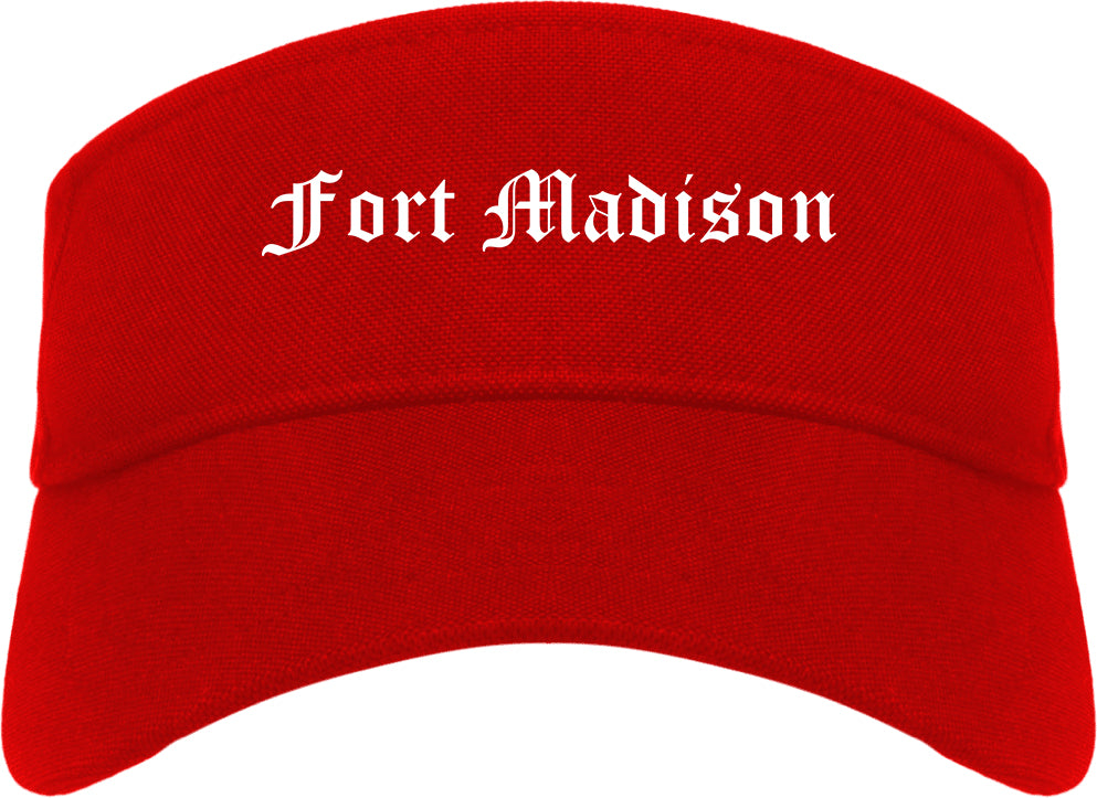 Fort Madison Iowa IA Old English Mens Visor Cap Hat Red