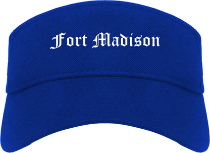 Fort Madison Iowa IA Old English Mens Visor Cap Hat Royal Blue