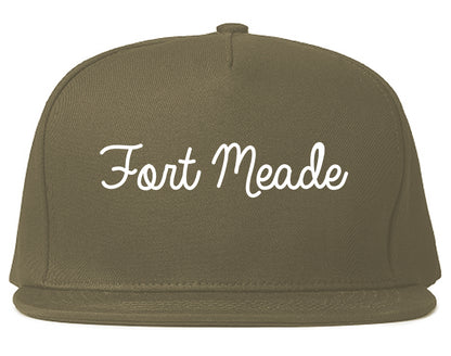 Fort Meade Florida FL Script Mens Snapback Hat Grey