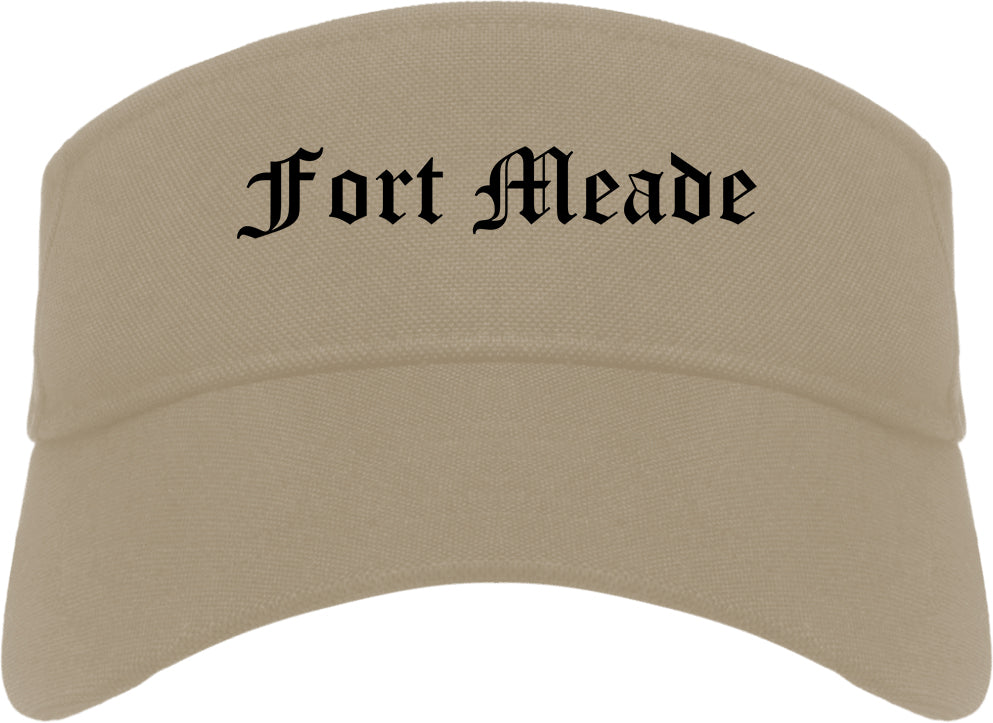 Fort Meade Florida FL Old English Mens Visor Cap Hat Khaki