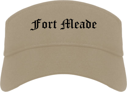 Fort Meade Florida FL Old English Mens Visor Cap Hat Khaki