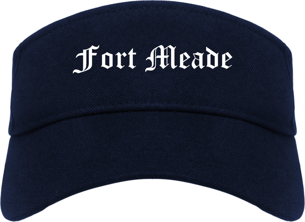 Fort Meade Florida FL Old English Mens Visor Cap Hat Navy Blue