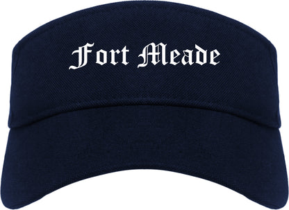 Fort Meade Florida FL Old English Mens Visor Cap Hat Navy Blue
