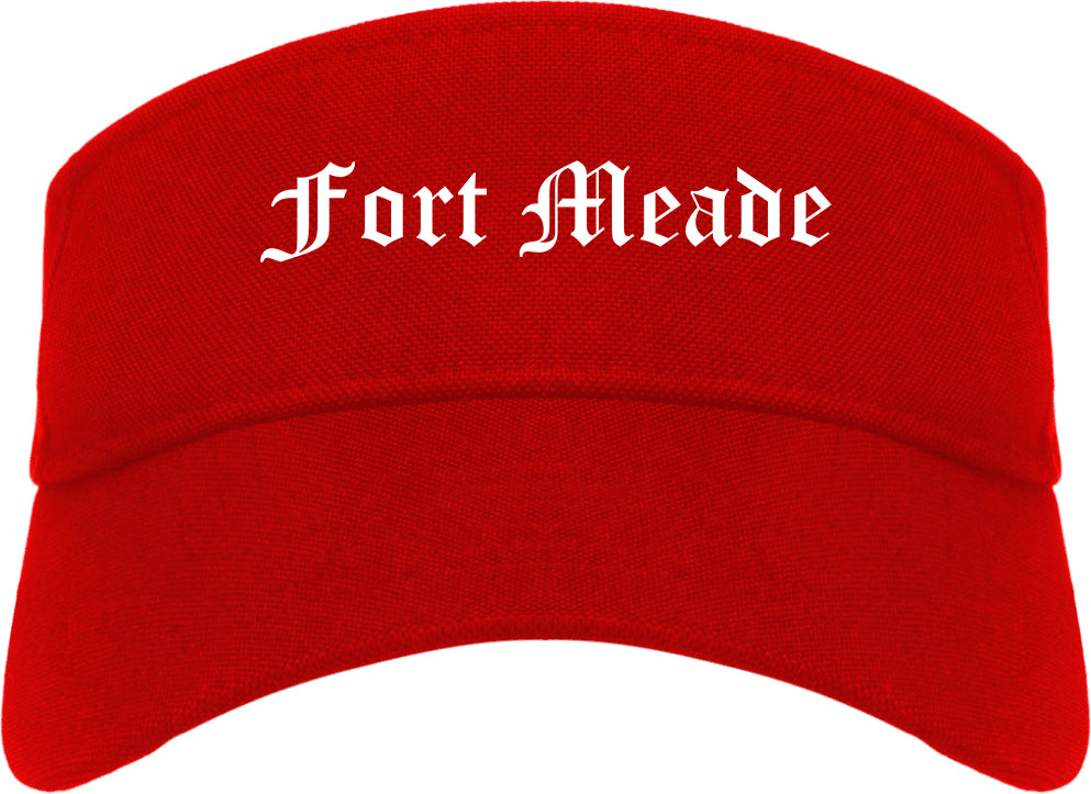 Fort Meade Florida FL Old English Mens Visor Cap Hat Red
