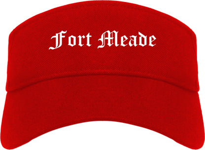 Fort Meade Florida FL Old English Mens Visor Cap Hat Red