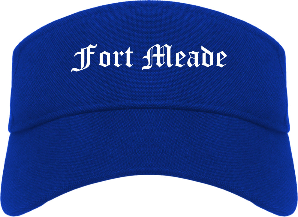 Fort Meade Florida FL Old English Mens Visor Cap Hat Royal Blue
