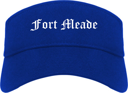 Fort Meade Florida FL Old English Mens Visor Cap Hat Royal Blue
