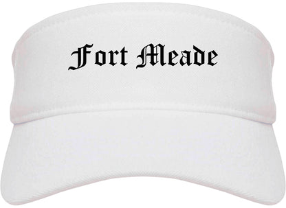 Fort Meade Florida FL Old English Mens Visor Cap Hat White