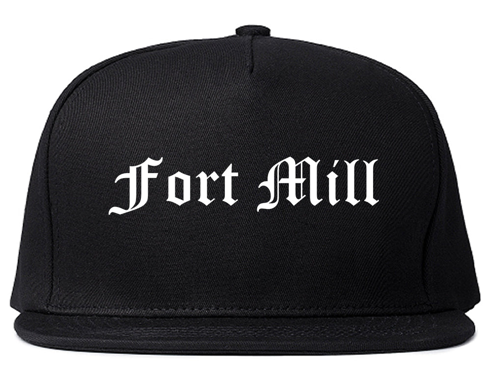 Fort Mill South Carolina SC Old English Mens Snapback Hat Black