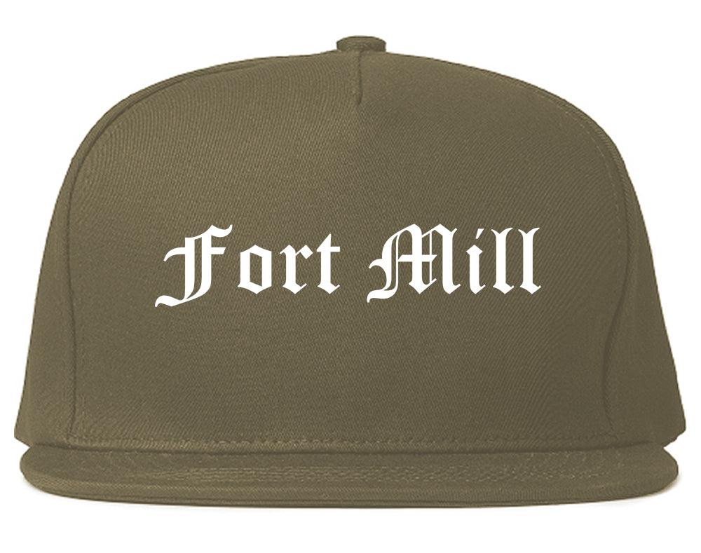 Fort Mill South Carolina SC Old English Mens Snapback Hat Grey