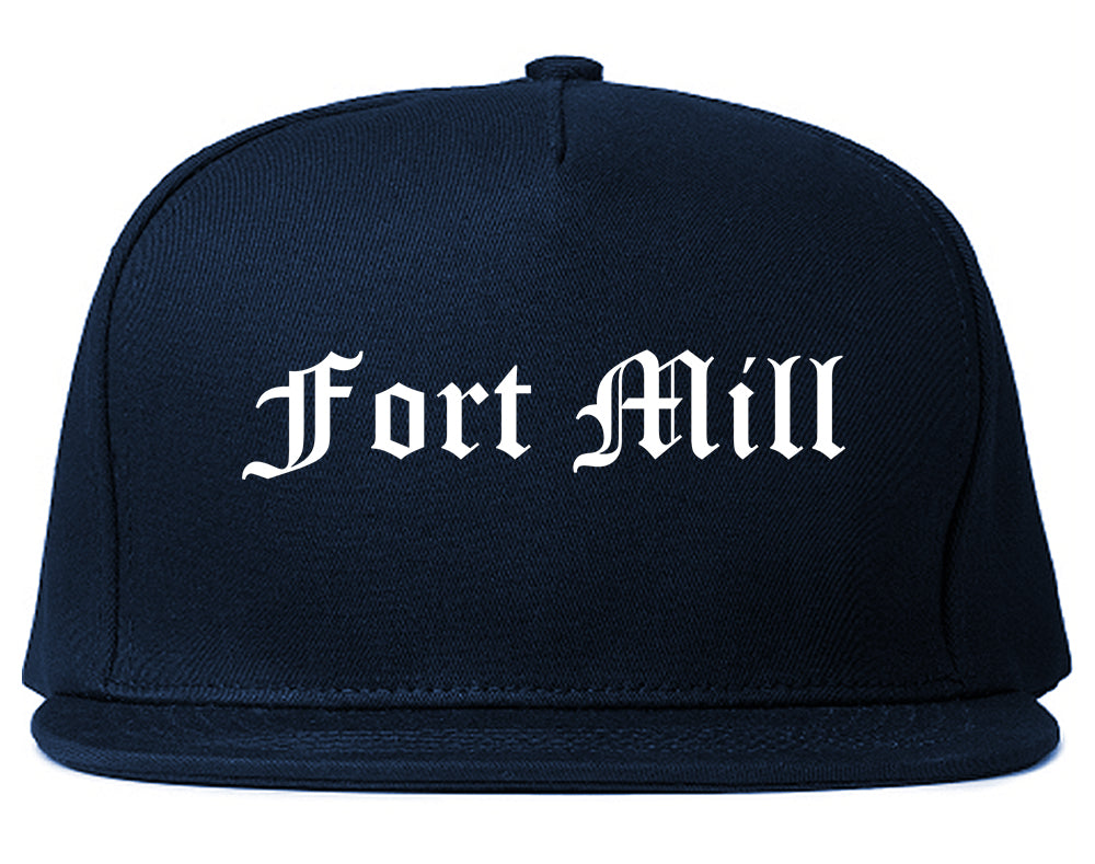 Fort Mill South Carolina SC Old English Mens Snapback Hat Navy Blue