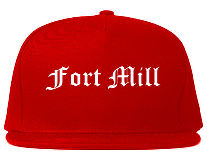 Fort Mill South Carolina SC Old English Mens Snapback Hat Red