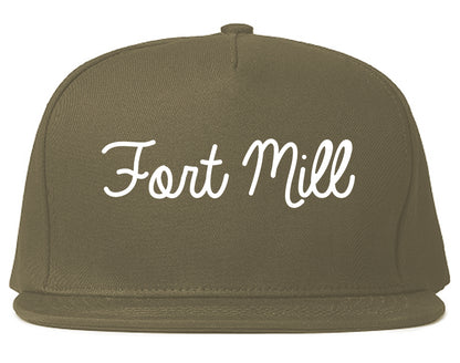Fort Mill South Carolina SC Script Mens Snapback Hat Grey