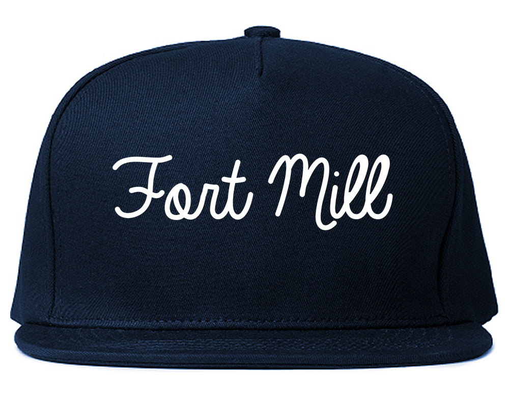 Fort Mill South Carolina SC Script Mens Snapback Hat Navy Blue