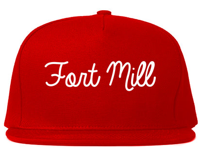 Fort Mill South Carolina SC Script Mens Snapback Hat Red