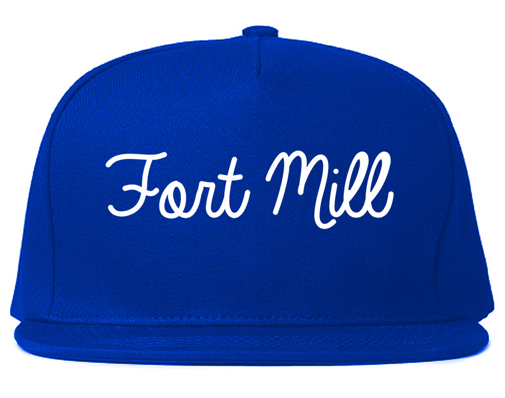Fort Mill South Carolina SC Script Mens Snapback Hat Royal Blue