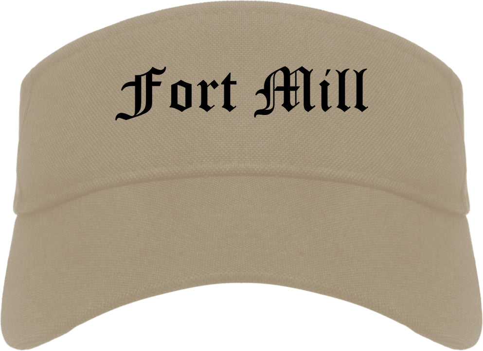 Fort Mill South Carolina SC Old English Mens Visor Cap Hat Khaki
