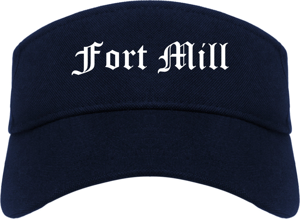 Fort Mill South Carolina SC Old English Mens Visor Cap Hat Navy Blue