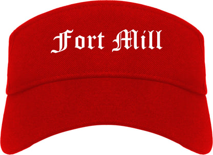 Fort Mill South Carolina SC Old English Mens Visor Cap Hat Red