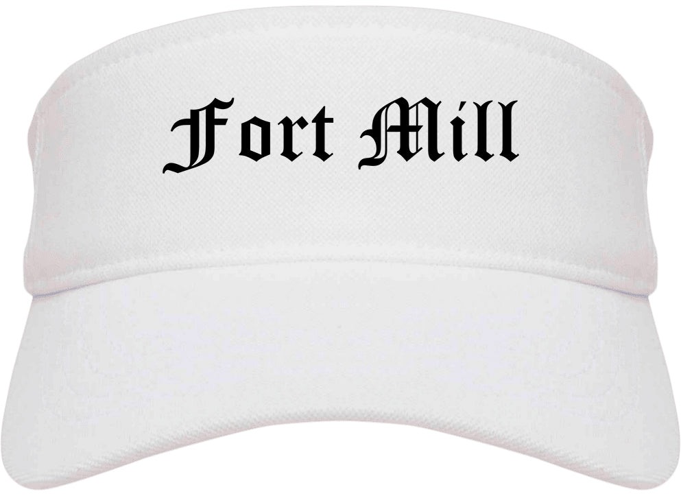 Fort Mill South Carolina SC Old English Mens Visor Cap Hat White