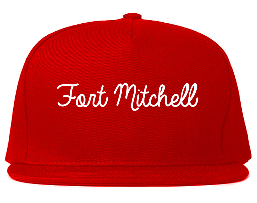 Fort Mitchell Kentucky KY Script Mens Snapback Hat Red