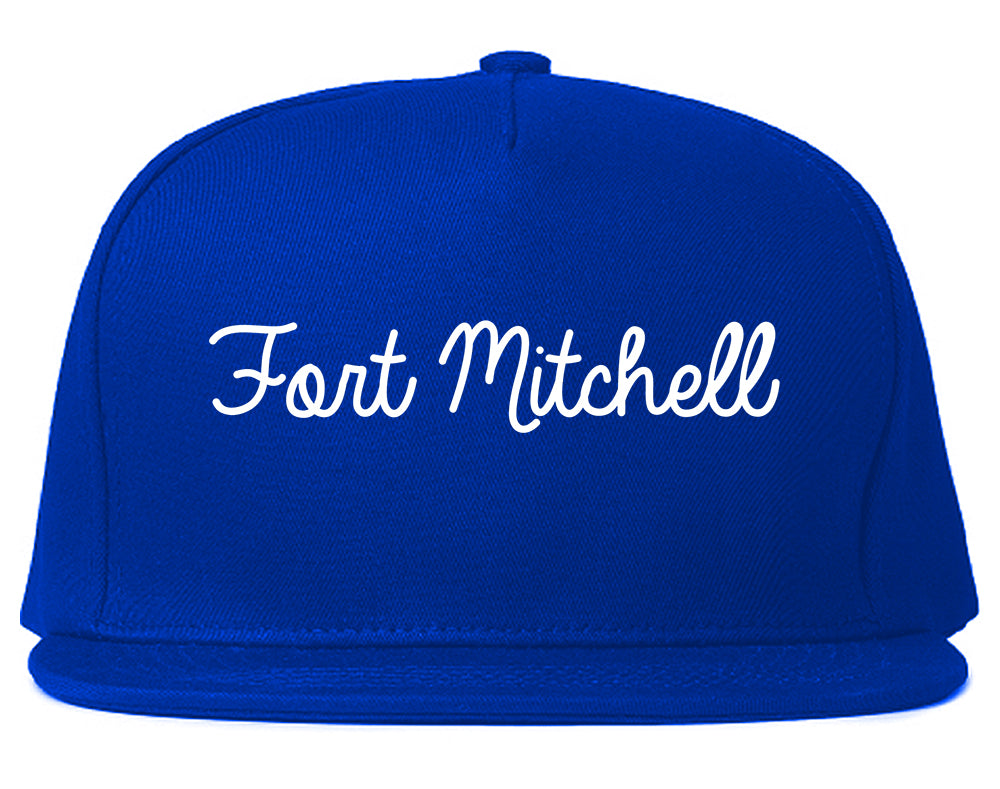 Fort Mitchell Kentucky KY Script Mens Snapback Hat Royal Blue