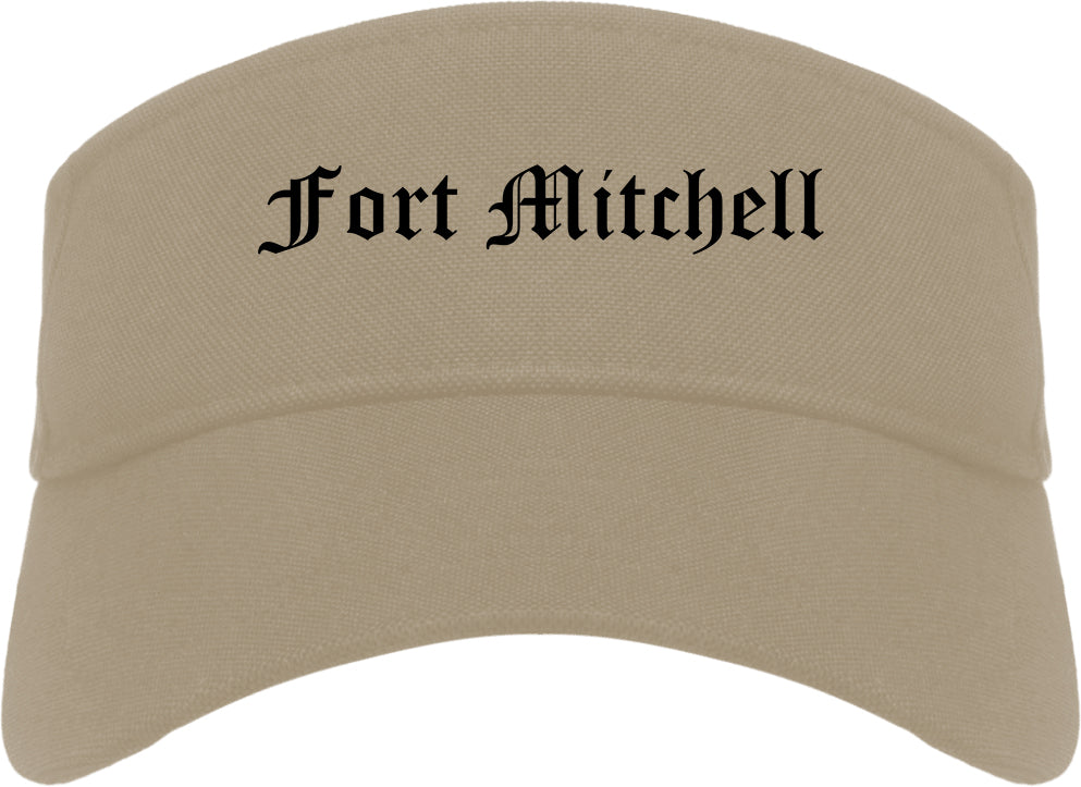 Fort Mitchell Kentucky KY Old English Mens Visor Cap Hat Khaki