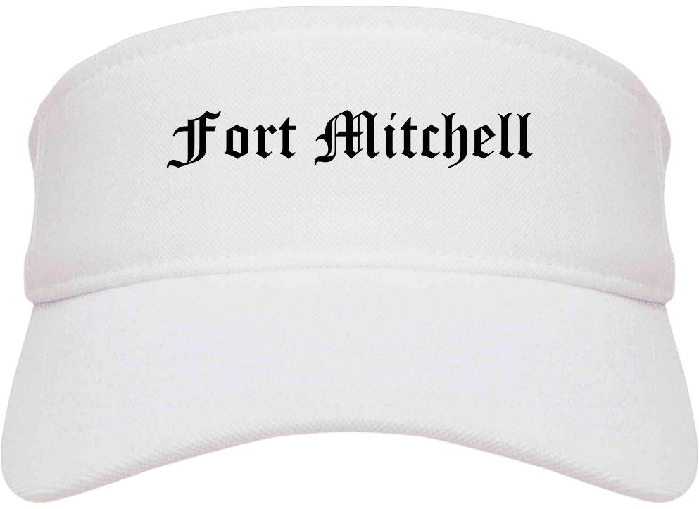 Fort Mitchell Kentucky KY Old English Mens Visor Cap Hat White