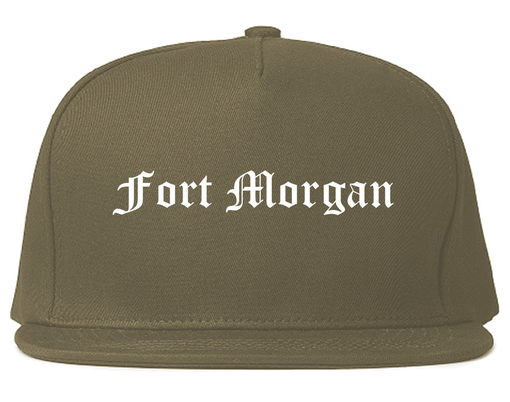 Fort Morgan Colorado CO Old English Mens Snapback Hat Grey