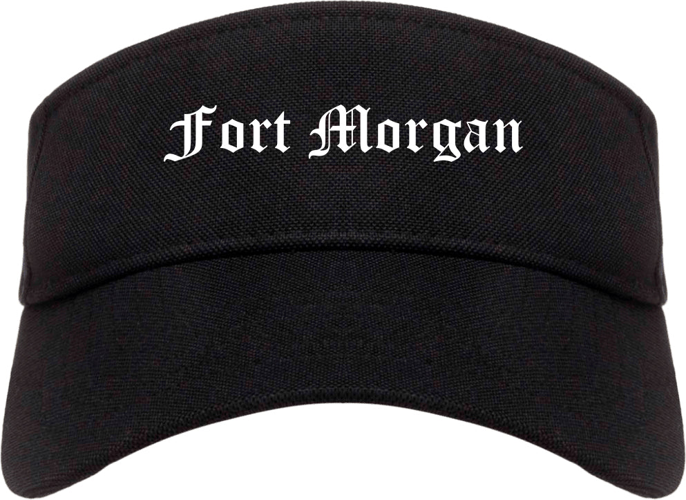 Fort Morgan Colorado CO Old English Mens Visor Cap Hat Black
