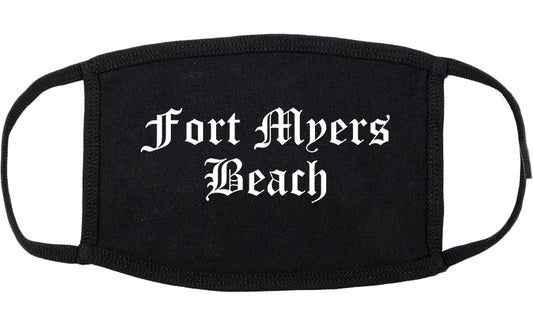 Fort Myers Beach Florida FL Old English Cotton Face Mask Black