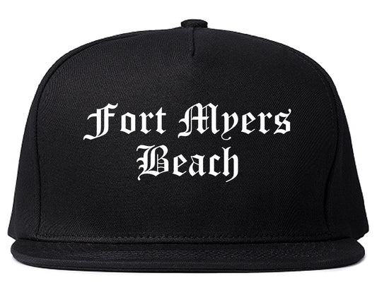 Fort Myers Beach Florida FL Old English Mens Snapback Hat Black