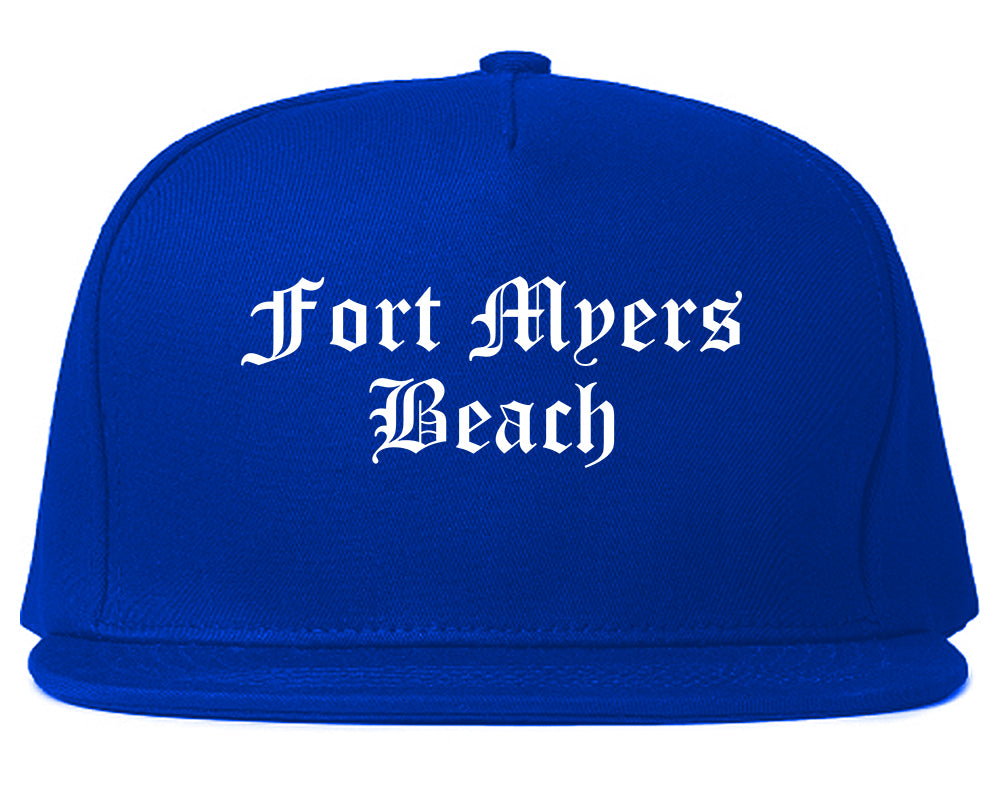 Fort Myers Beach Florida FL Old English Mens Snapback Hat Royal Blue