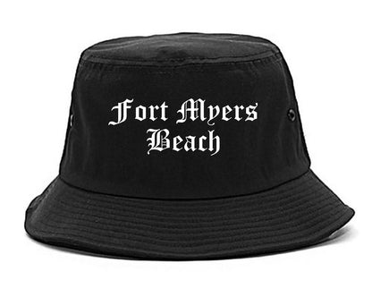 Fort Myers Beach Florida FL Old English Mens Bucket Hat Black