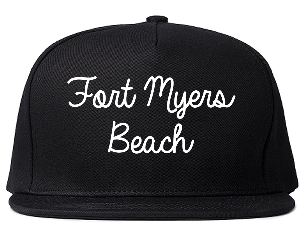 Fort Myers Beach Florida FL Script Mens Snapback Hat Black