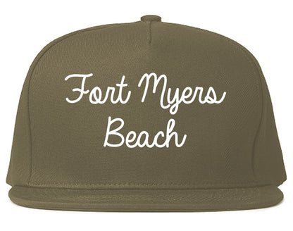 Fort Myers Beach Florida FL Script Mens Snapback Hat Grey