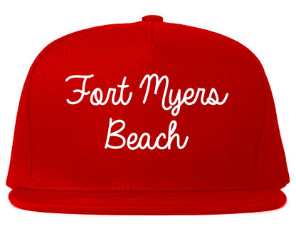 Fort Myers Beach Florida FL Script Mens Snapback Hat Red