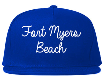 Fort Myers Beach Florida FL Script Mens Snapback Hat Royal Blue