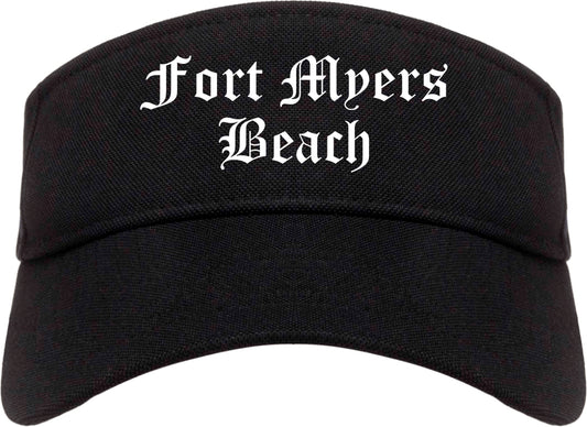 Fort Myers Beach Florida FL Old English Mens Visor Cap Hat Black