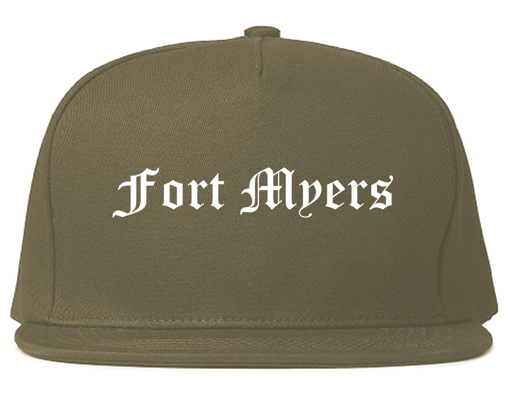 Fort Myers Florida FL Old English Mens Snapback Hat Grey