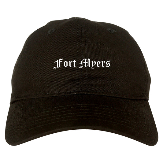 Fort Myers Florida FL Old English Mens Dad Hat Baseball Cap Black