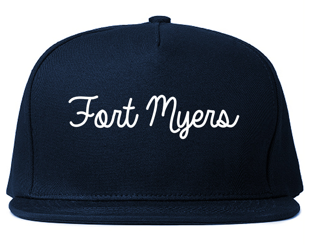 Fort Myers Florida FL Script Mens Snapback Hat Navy Blue