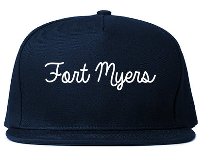 Fort Myers Florida FL Script Mens Snapback Hat Navy Blue